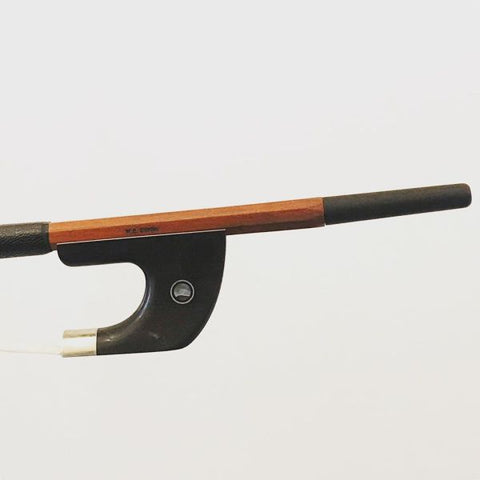 Nickel mounted, Pernambuco, German Double Bass bow branded W.E Dorfler